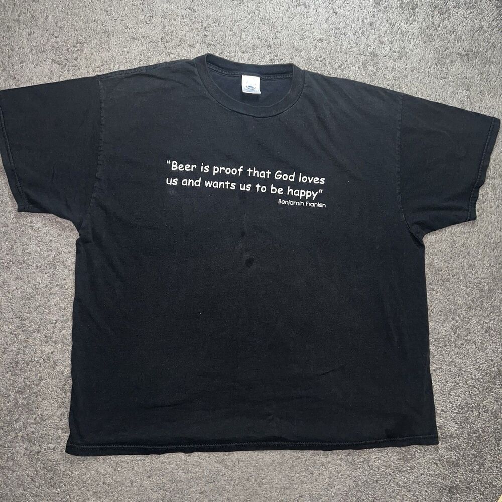vtg 90s BENJAMIN FRANKLIN BEER IS PROOF THAT GOD LOVES US T-Shirt 2XL funny